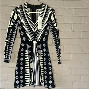 Geometric Black and White Dress
